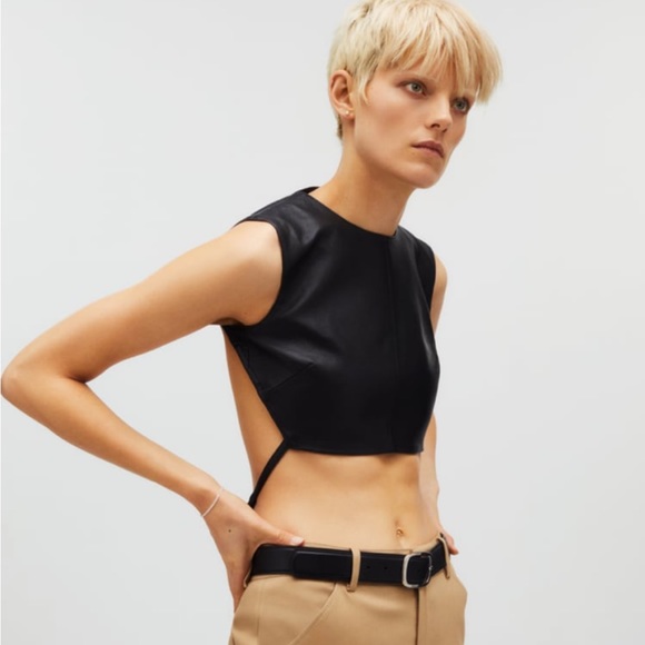 Zara x Kaia Leather Crop Top S NWT - Picture 1 of 2